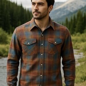 Western Rustic Plaid Shirt Pearl Snaps Pockets Idyllwind XS